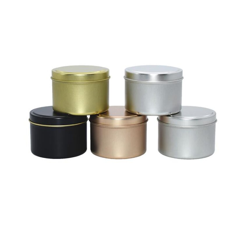Metal Candle Tins Supplier - Custom Logo 2-8oz Round Rose Gold Matte