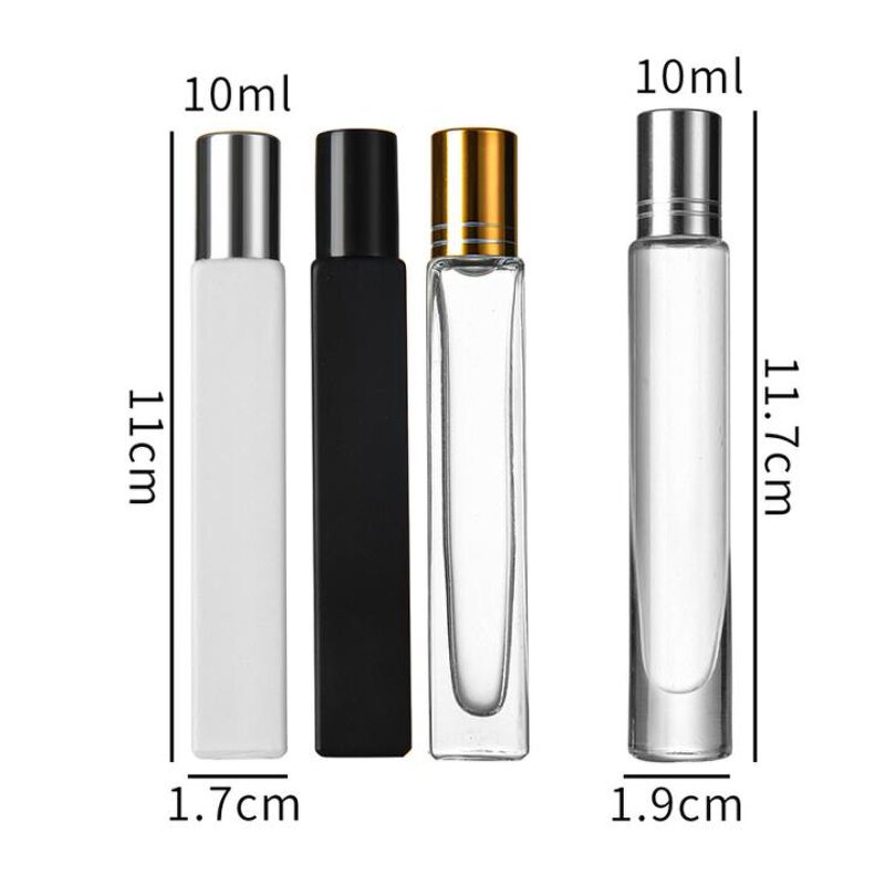 Square Glass Roll on Bottle Supplier - 10ml with Matte Black/White Color