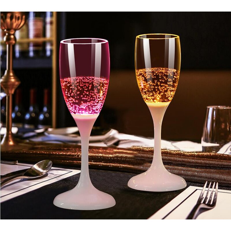 Light up Champagne Glasses Supplier - Glowing LED Wine Cups Reusable