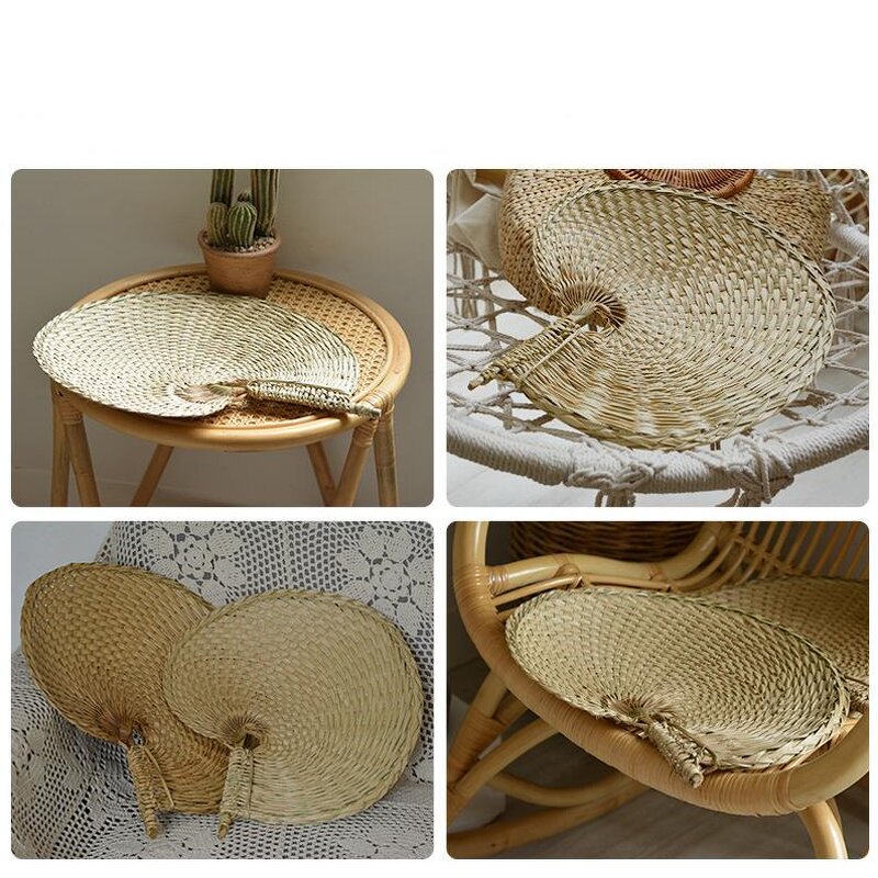 Natural Bamboo Handheld Fan Supplier - Traditional Craft Raffia Palm Leaf