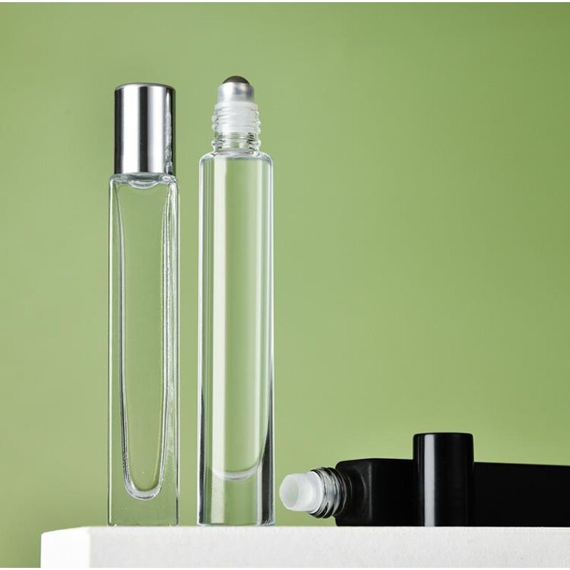 Square Glass Roll on Bottle Supplier - 10ml with Matte Black/White Color