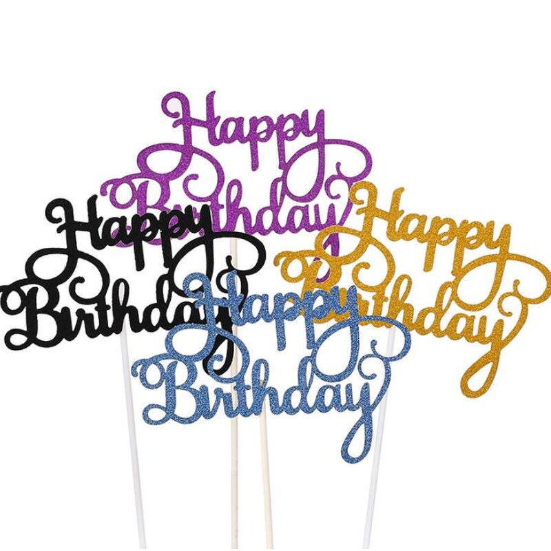 Happy Birthday Cake Topper Supplier - Glitter Calligraphy Bling Sparkle