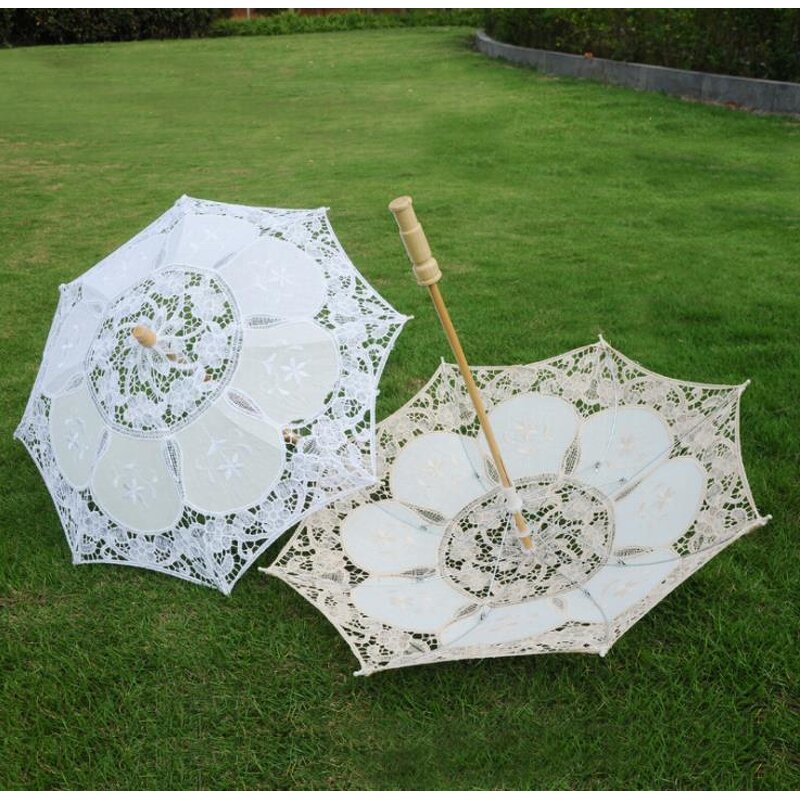 Lace Bride Umbrella Supplier - White Mini Decoration Props Ivory Parasol
