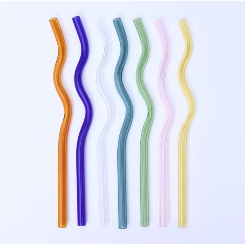 Reusable Glass Straw Supplier - Wavy Heat Resistant Different Colored