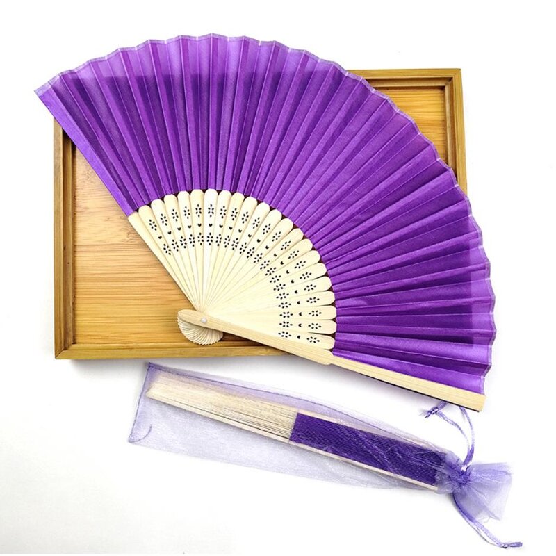 Personalized Wedding Hand Fan Supplier - for Guest Custom Logo Silk