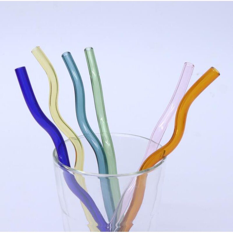 Reusable Glass Straw Supplier - Wavy Heat Resistant Different Colored