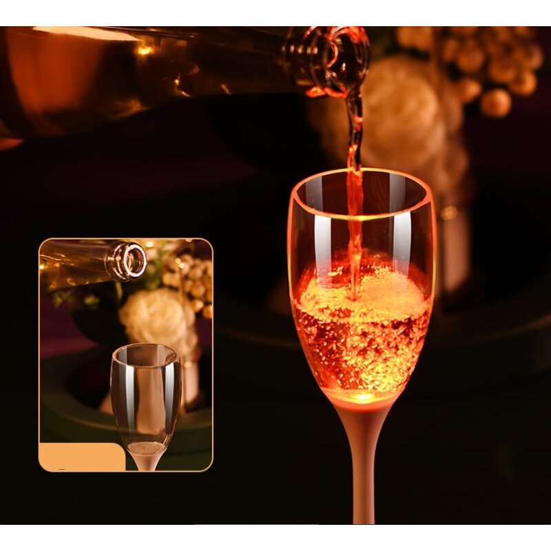 Light up Champagne Glasses Supplier - Glowing LED Wine Cups Reusable