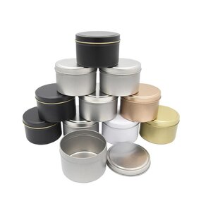 Metal Candle Tins Supplier - Custom Logo 2-8oz Round Rose Gold Matte