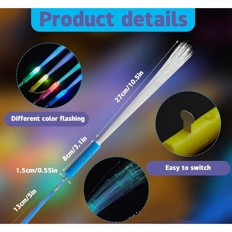 LED Glow Fiber Sticks Factory - Flashing Light up Optic Wands Birthday