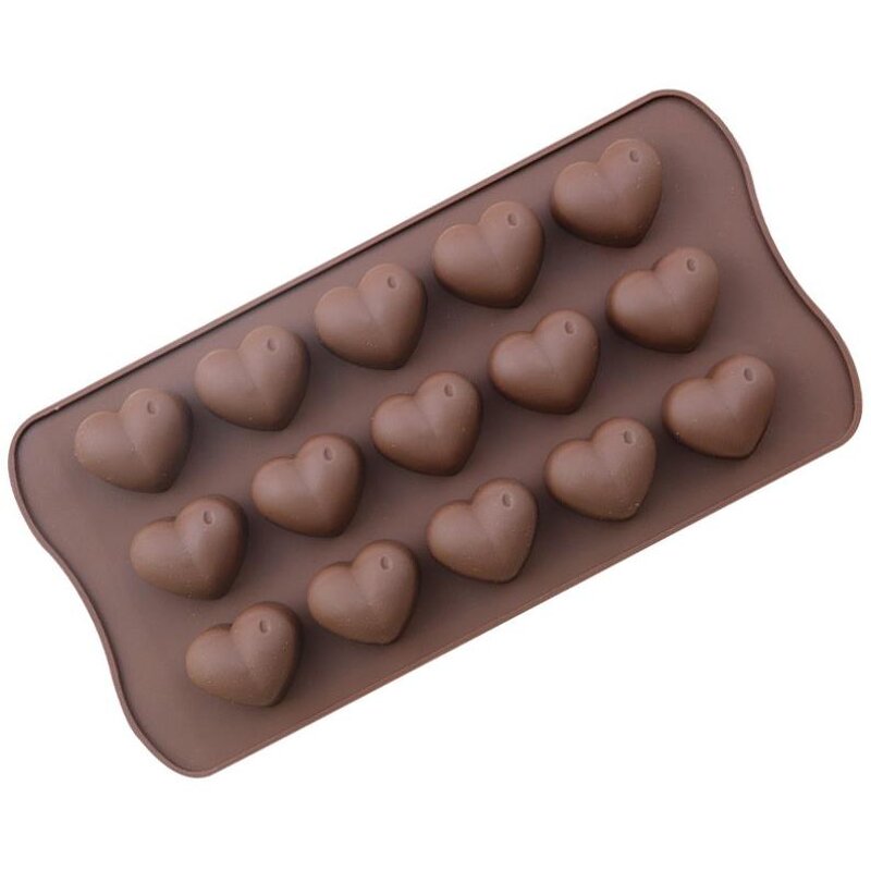 Dimpled Heart Chocolate Mold Supplier - 15 Cavity Valentine Day Gummy