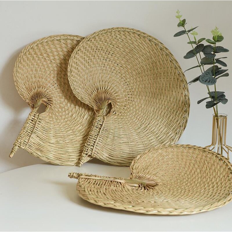 Natural Bamboo Handheld Fan Supplier - Traditional Craft Raffia Palm Leaf