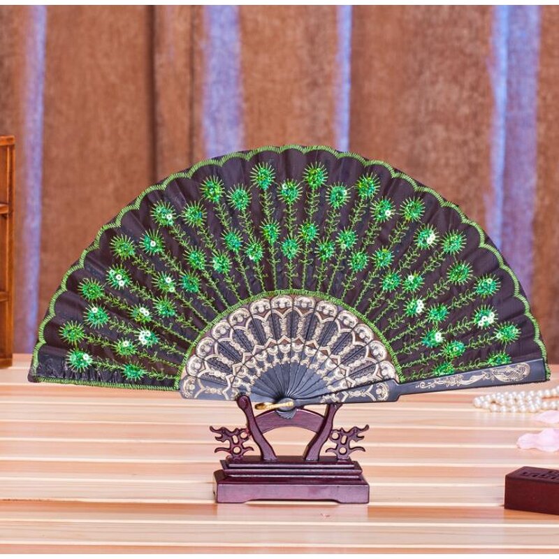 Chinese Dance Folding Fan Supplier - Party Favor Elegant Embroidered Flower