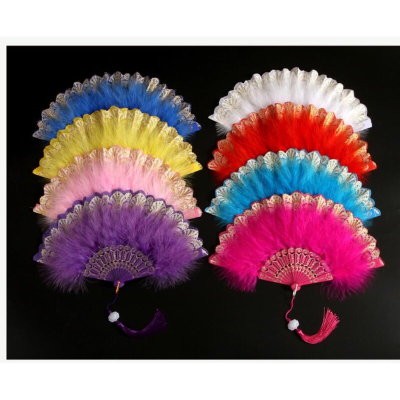 Lolita Feather Folding Fan Factory - Custom Sweet Girl Gothic Court Dance