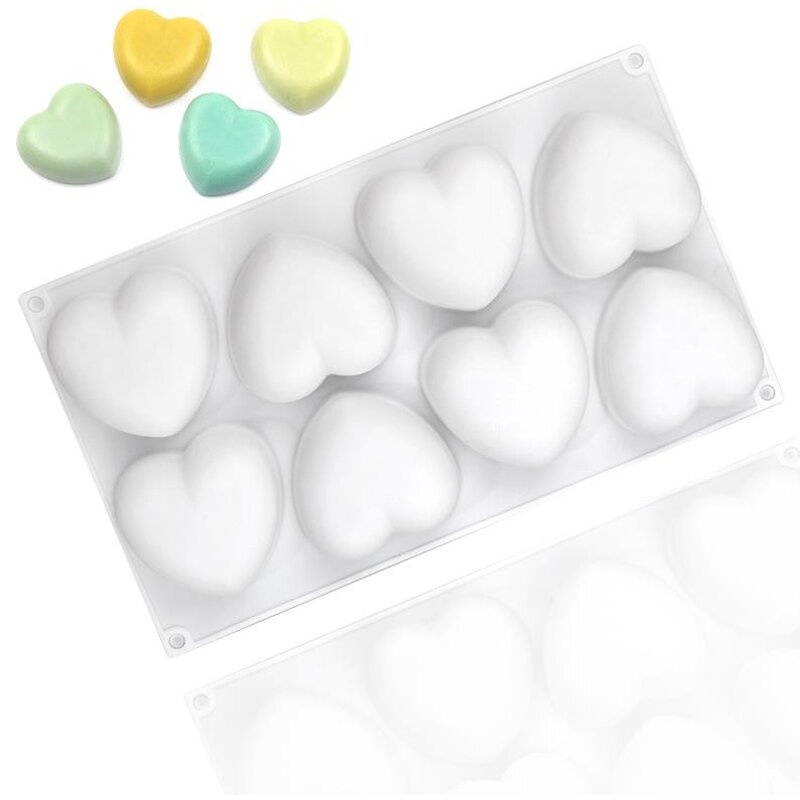 Love Heart Mousse Cake Mold Supplier - 8 Hole Dessert Pastry Silicone