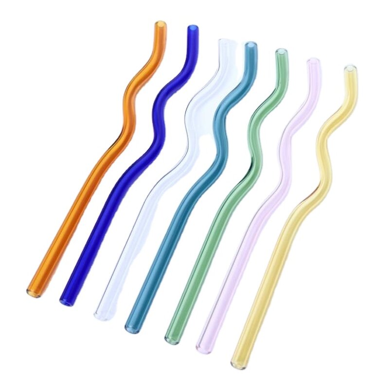 Reusable Glass Straw Supplier - Wavy Heat Resistant Different Colored