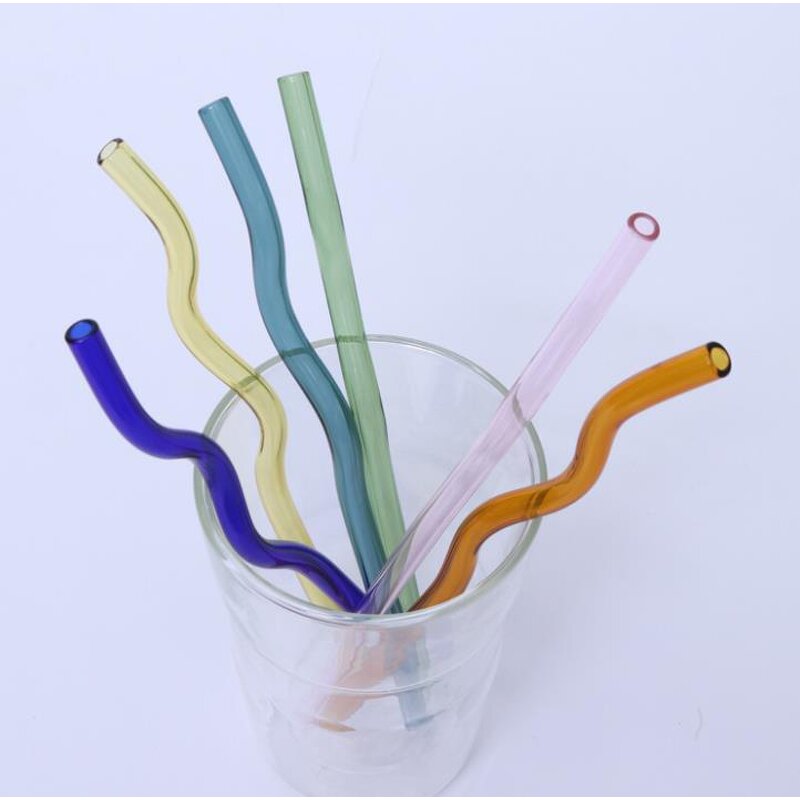 Reusable Glass Straw Supplier - Wavy Heat Resistant Different Colored