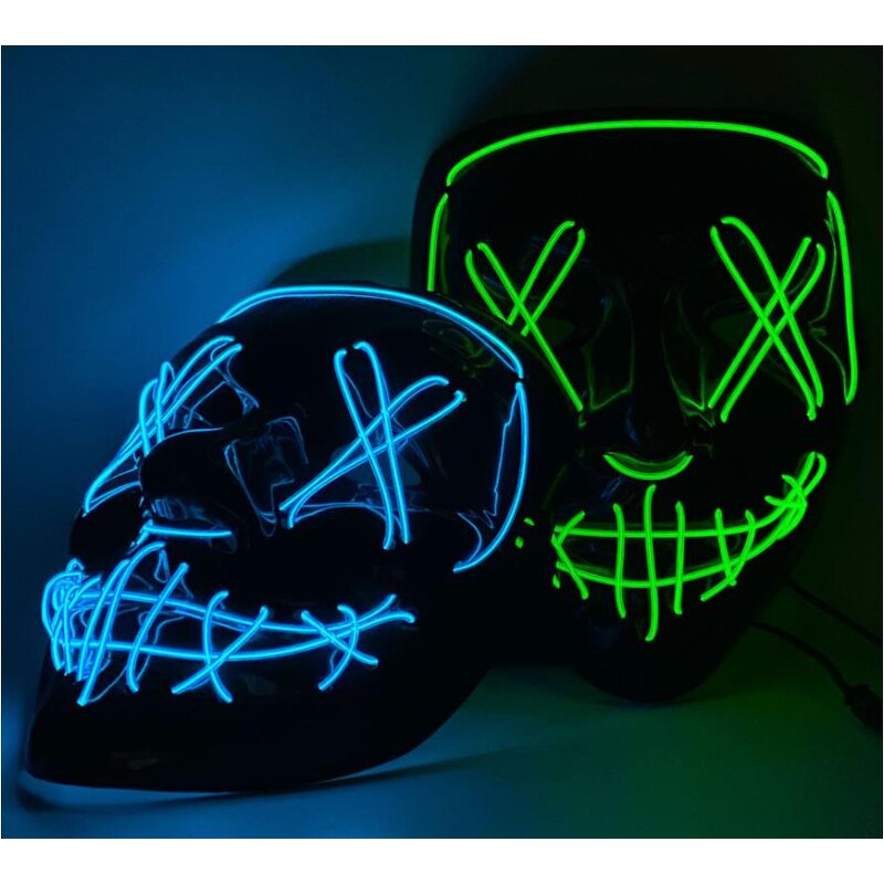Halloween Light up Mask Factory - Glowing Party Face Scary Horror Black