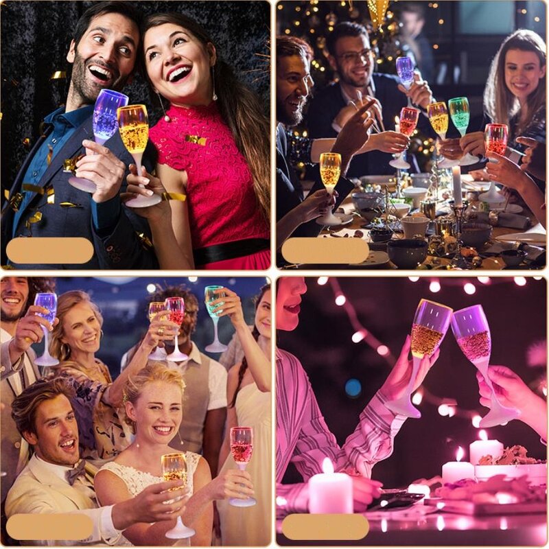 Light up Champagne Glasses Supplier - Glowing LED Wine Cups Reusable