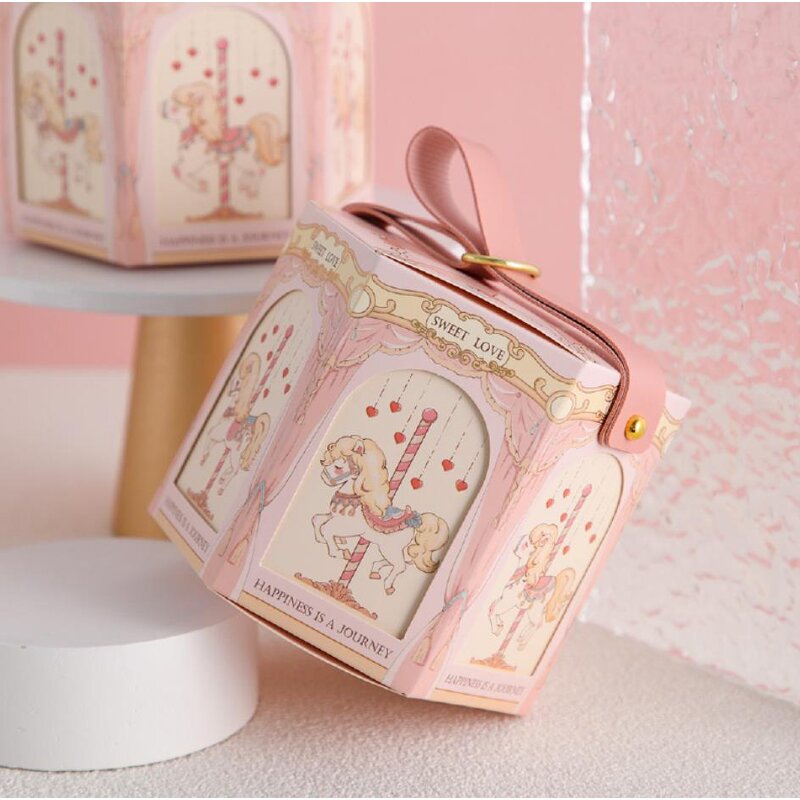 Gift Sweet Candy Box Factory - Carousel Hexagon Handle Paper for Baby
