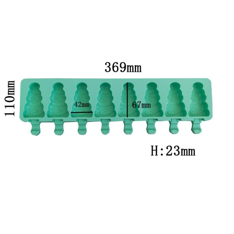 Silicone Ice Cream Mold Supplier - 8 Cavity Christmas Tree Shape DIY