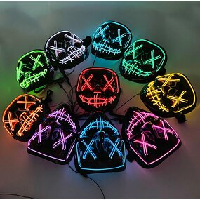 Halloween Light up Mask Factory - Glowing Party Face Scary Horror Black