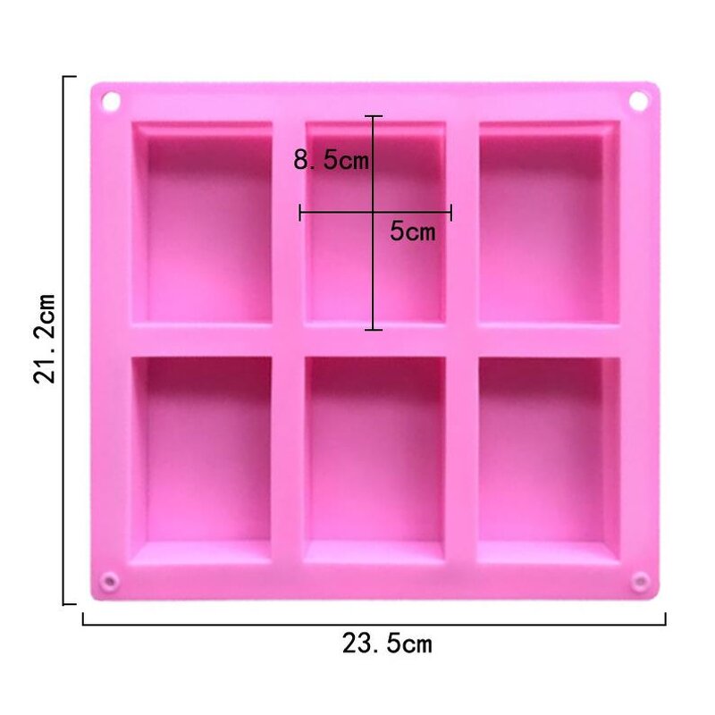 Rectangle Silicone Soap Mold Factory - 6 Cavity DIY Handmade Square