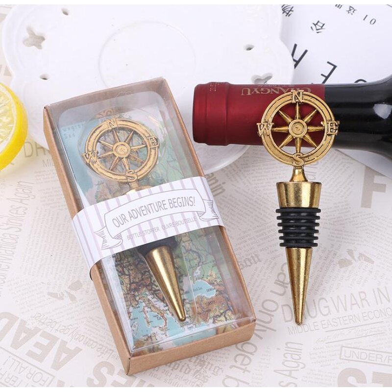 Metal Compass Wine Stopper Supplier - Wedding Favor Gift for Guests