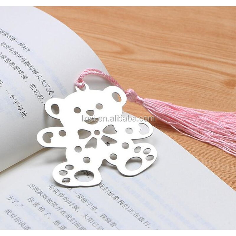 Teddy Bear Bookmark Supplier - Hollow Out Metal Baptism Souvenirs