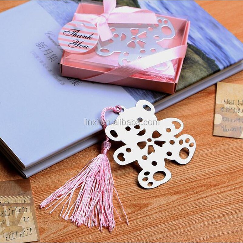 Teddy Bear Bookmark Supplier - Hollow Out Metal Baptism Souvenirs
