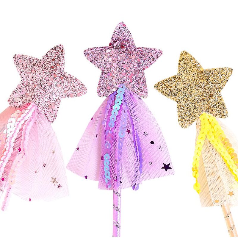 Princess Wand Supplier - Glitter Star Fairy Magic Stick Sequins Net