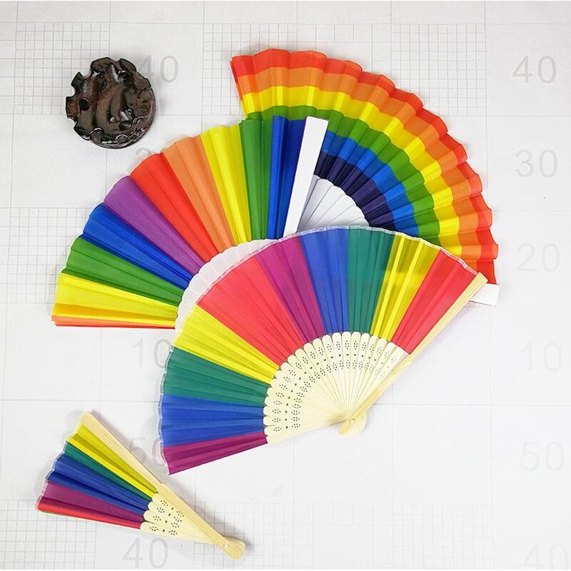 LGBT Bamboo Fan Factory - Rainbow Colorful Plastic Hand Held Gay Pride