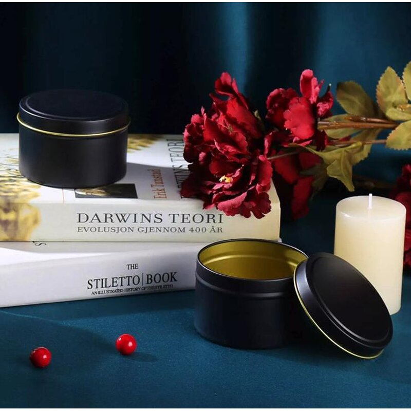 Metal Candle Tins Supplier - Custom Logo 2-8oz Round Rose Gold Matte