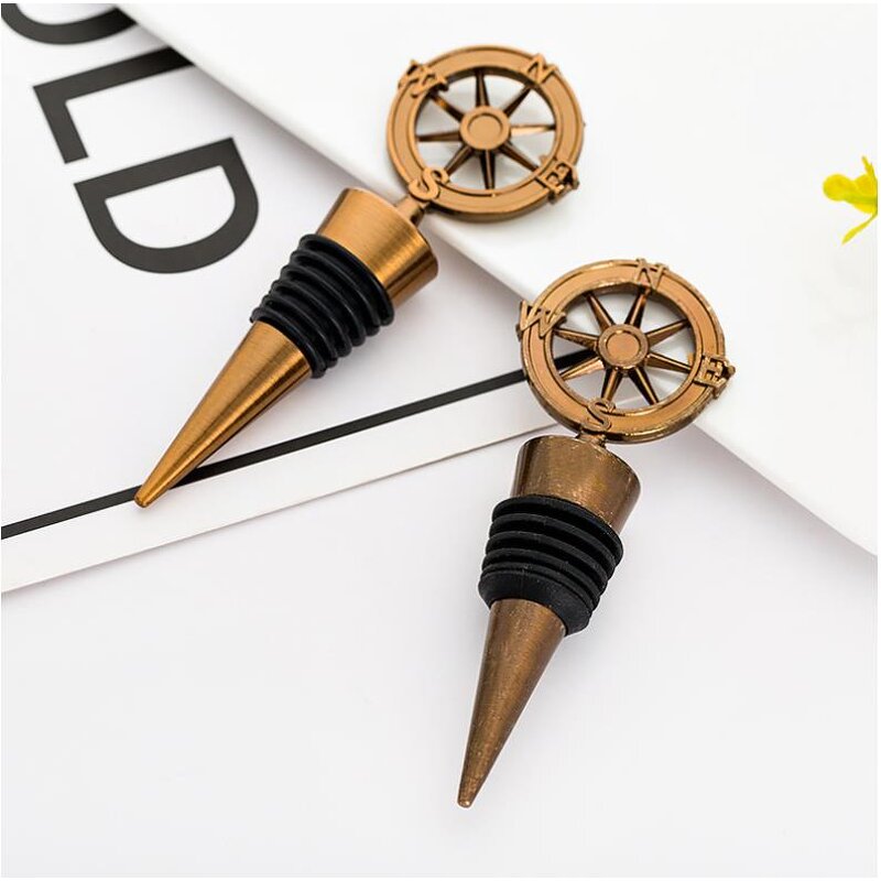Metal Compass Wine Stopper Supplier - Wedding Favor Gift for Guests
