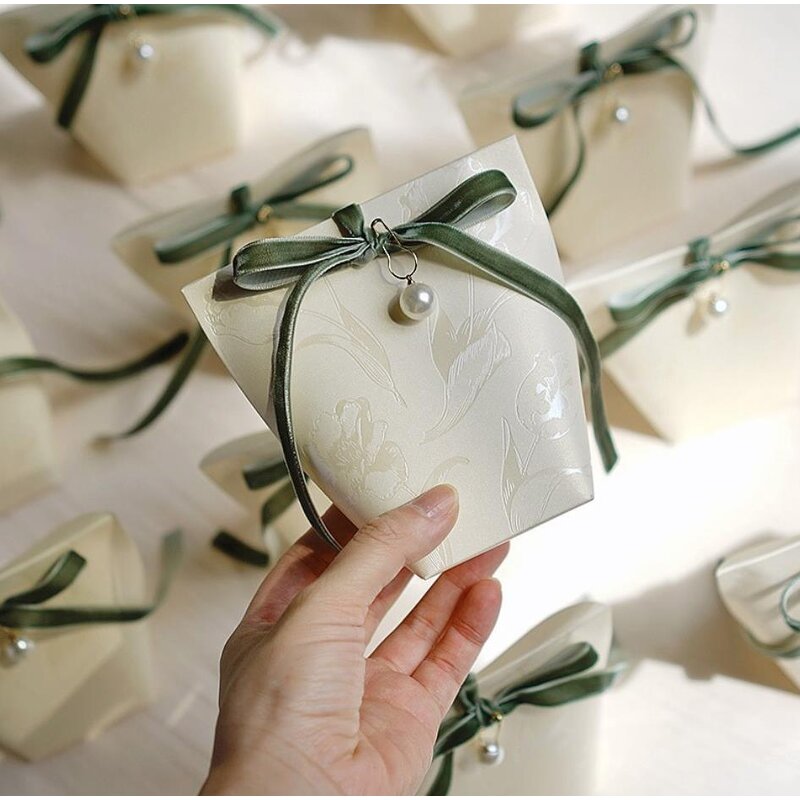 French Wedding Gift Bag Factory - Party Chocolate Candy Paper Box Ribbon