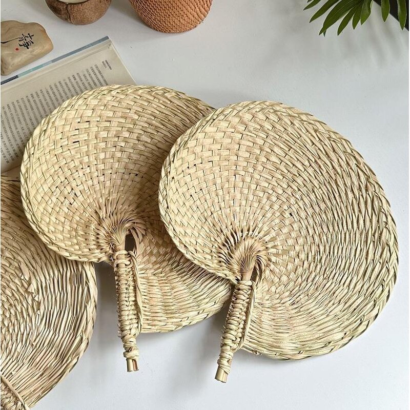 Natural Bamboo Handheld Fan Supplier - Traditional Craft Raffia Palm Leaf