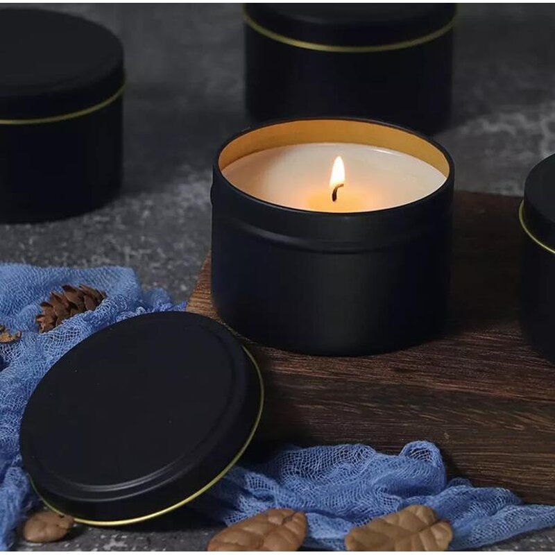 Metal Candle Tins Supplier - Custom Logo 2-8oz Round Rose Gold Matte