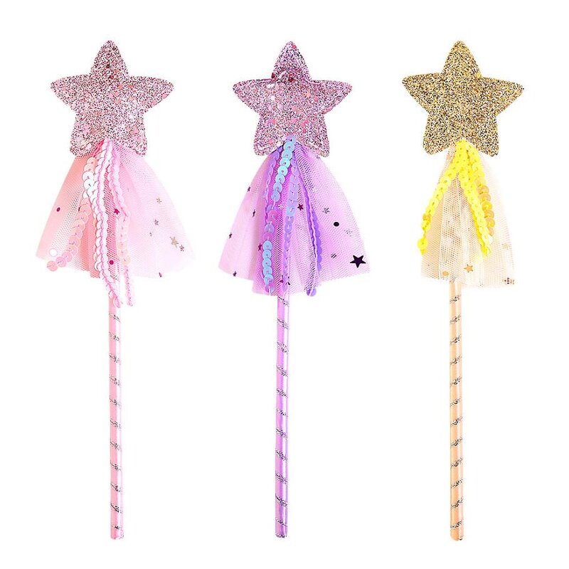 Princess Wand Supplier - Glitter Star Fairy Magic Stick Sequins Net