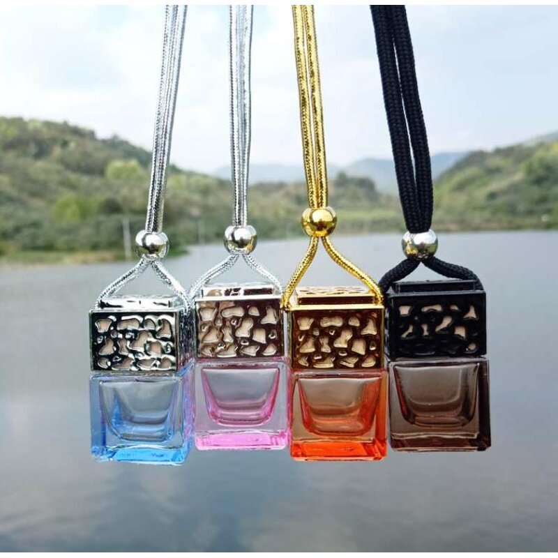 Car Diffuser Bottle Factory - 8ml Colorful Empty square Glass Essential