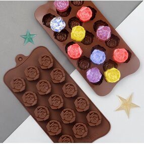 Silicone Rose Chocolate Mould Supplier - 15 Cavity DIY Candy Flower Ice