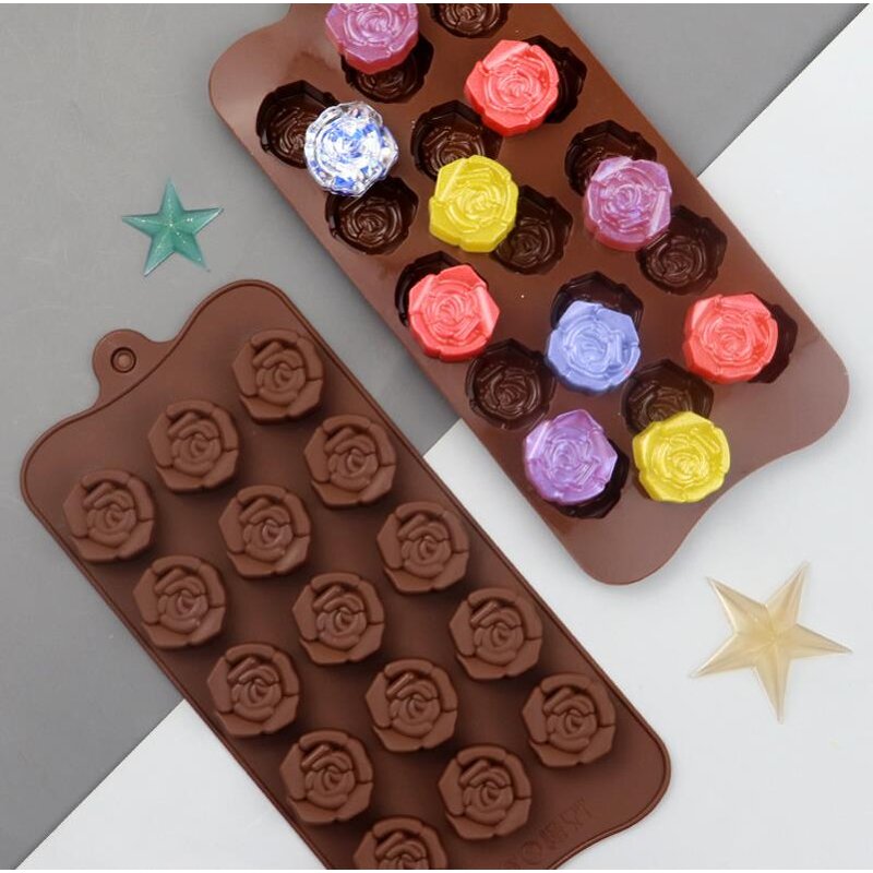 Silicone Rose Chocolate Mould Supplier - 15 Cavity DIY Candy Flower Ice