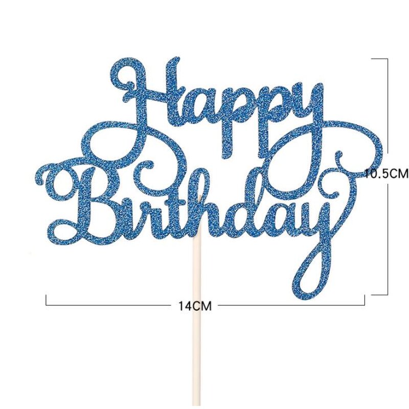 Happy Birthday Cake Topper Supplier - Glitter Calligraphy Bling Sparkle