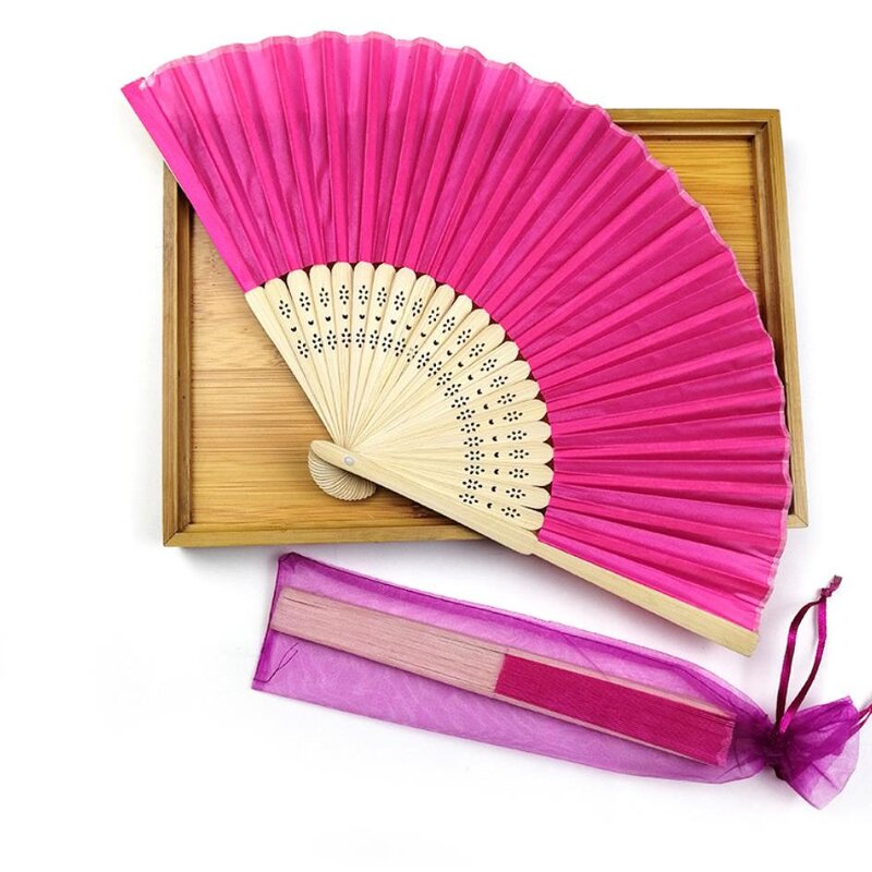 Personalized Wedding Hand Fan Supplier - for Guest Custom Logo Silk