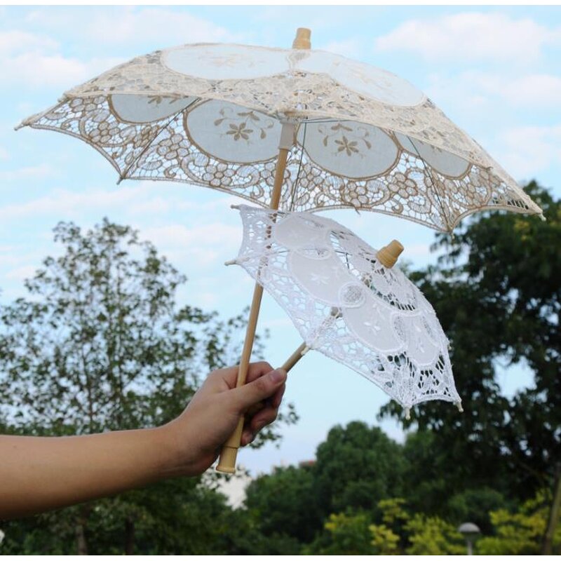 Lace Bride Umbrella Supplier - White Mini Decoration Props Ivory Parasol