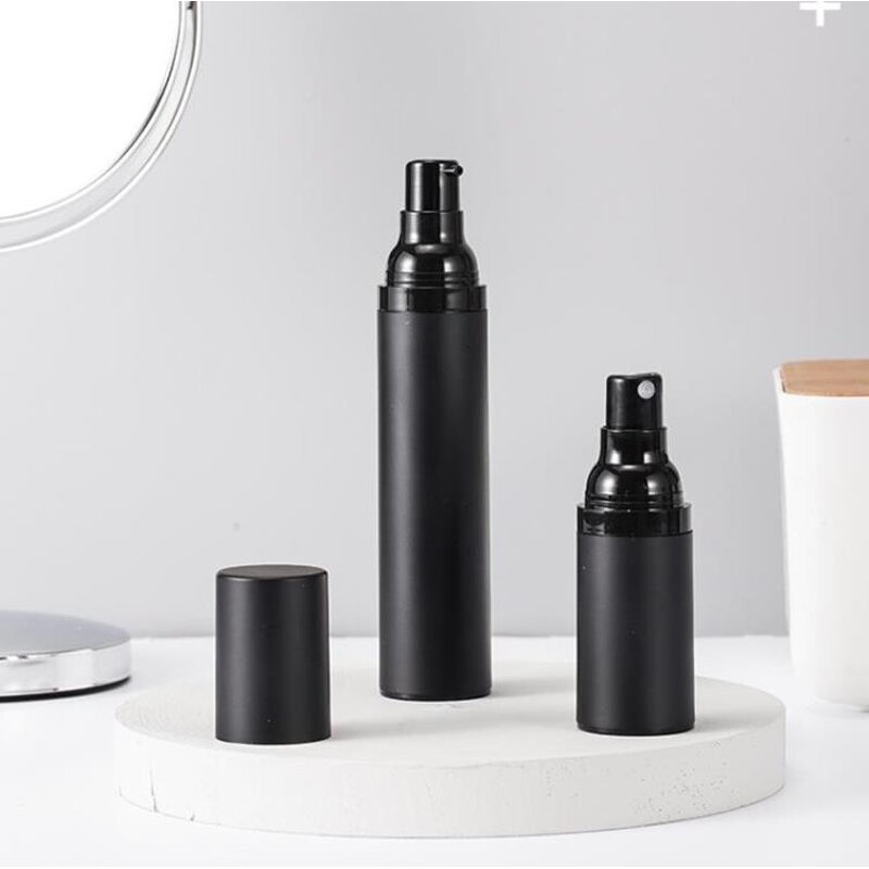 Airless Pump Spray Bottle Factory - Matte Frosted 15-50ml Black Cosmetic