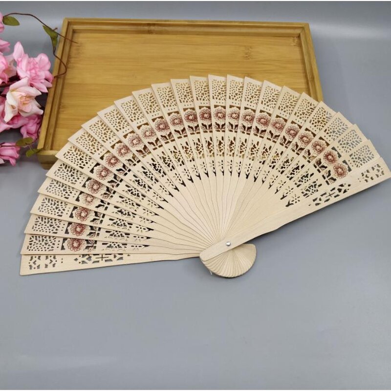 Carved Wood Folding Fan Supplier - Fashion Wedding Fragrant Party Gift