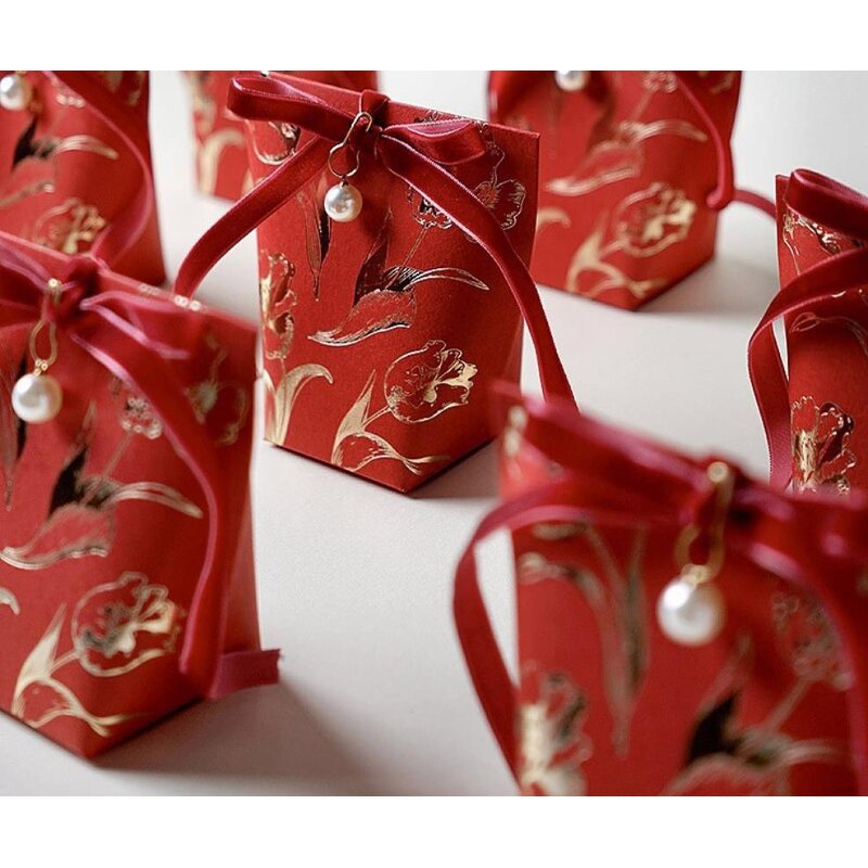 French Wedding Gift Bag Factory - Party Chocolate Candy Paper Box Ribbon