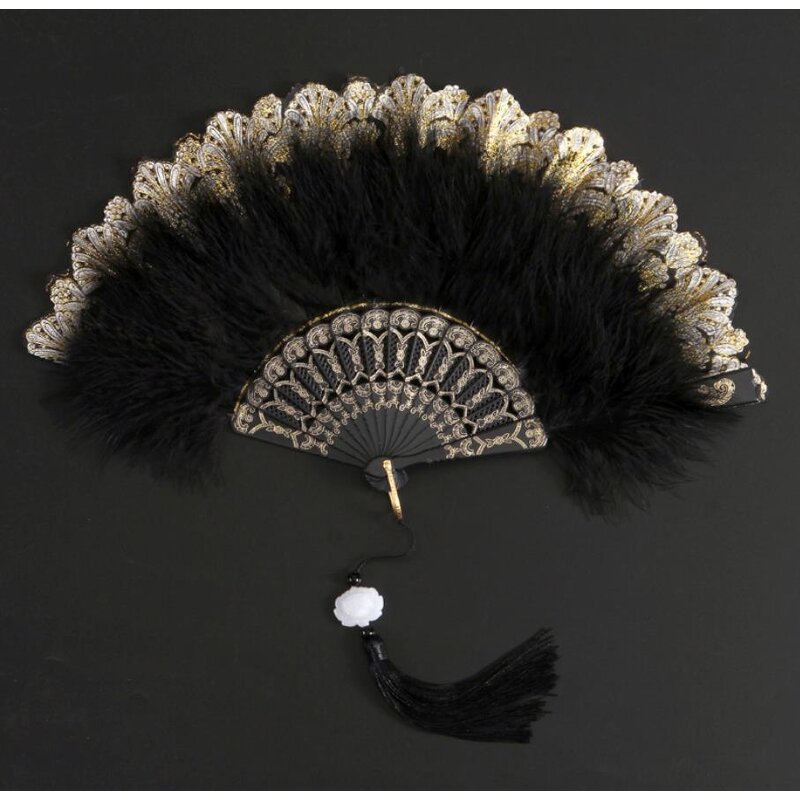 Lolita Feather Folding Fan Factory - Custom Sweet Girl Gothic Court Dance