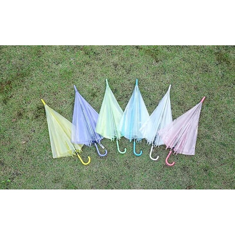 Transparent PVC Umbrella Factory - Long Handle Straight Candy-Colored 8 Bone