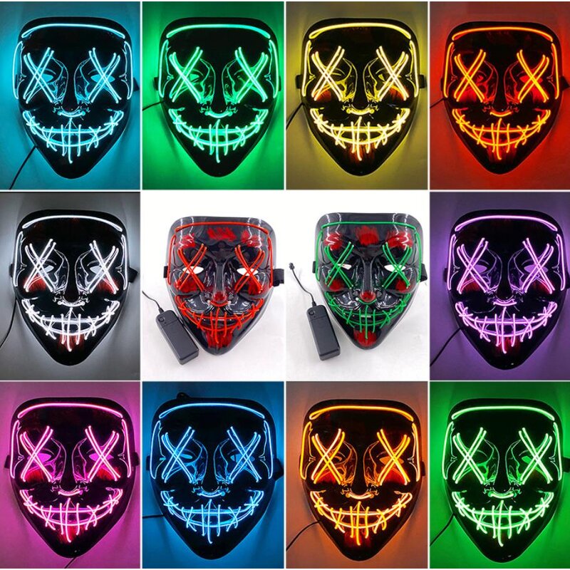 Halloween Light up Mask Factory - Glowing Party Face Scary Horror Black