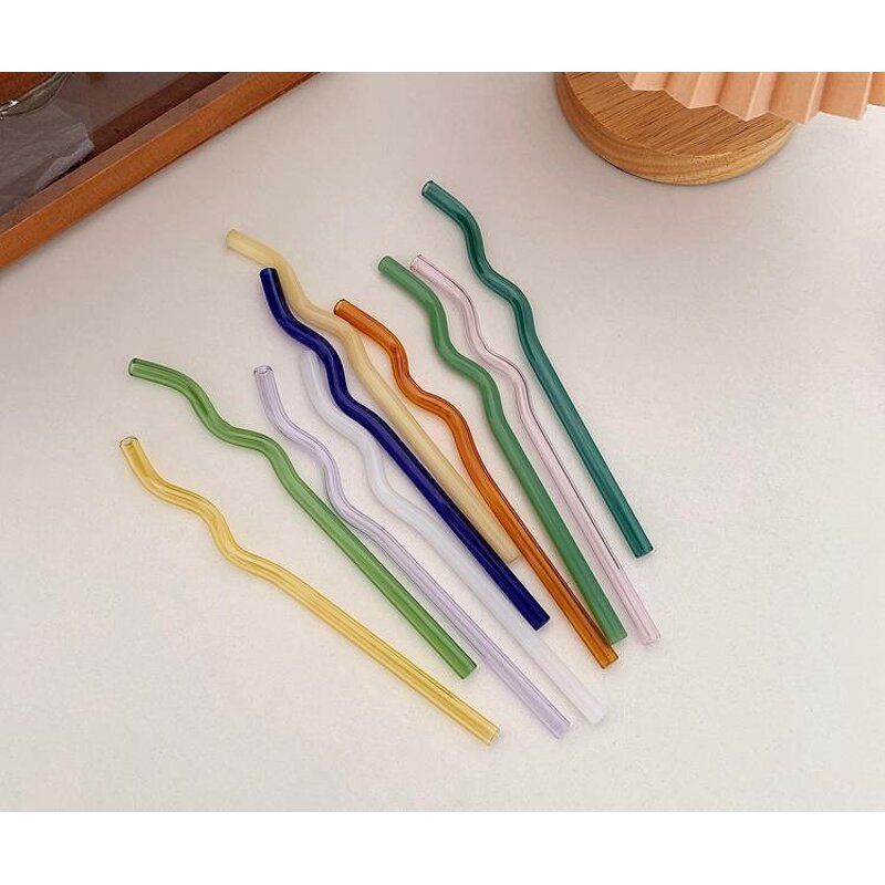 Reusable Glass Straw Supplier - Wavy Heat Resistant Different Colored